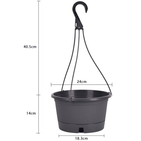Macetero colgante con ganchos, 2 maceteros colgantes de pared, planta de plástico para patio, césped, balcón, porche. (1/5)