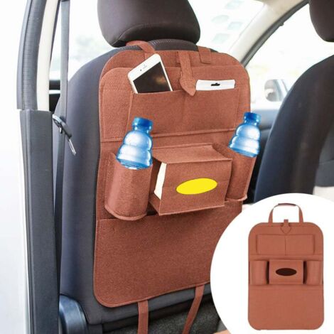 Alfombrilla protectora para el asiento trasero del coche infantil, con 6 bolsillos para guardar pañuelos de papel. (1/2)