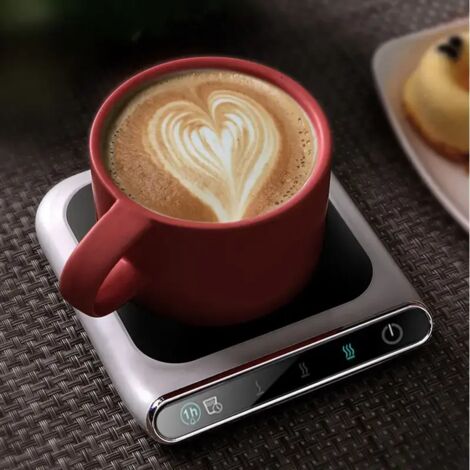 Calientatazas eléctrico con 3 niveles de temperatura, ideal para calentar té, café y leche en la oficina y en casa (taza no incluida), color negro.
