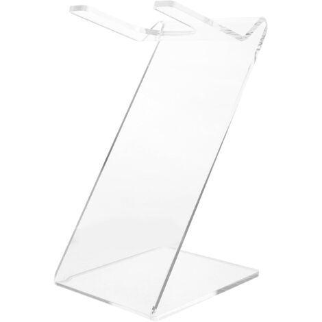 Soporte de acrílico transparente para secador de pelo, expositor de sobremesa compacto y resistente.