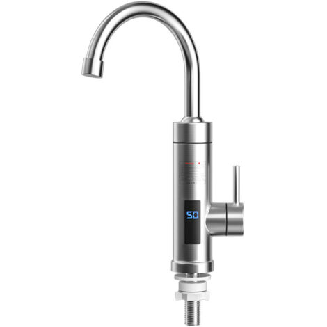 Grifo eléctrico de cocina de acero inoxidable - Agua caliente instantánea (3 segundos) - Agua caliente y fría dual (1/4)