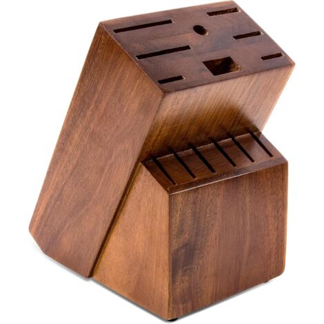 Caja grande de madera y bambú para guardar cuchillos, ideal para la cocina (marrón). (1/5)
