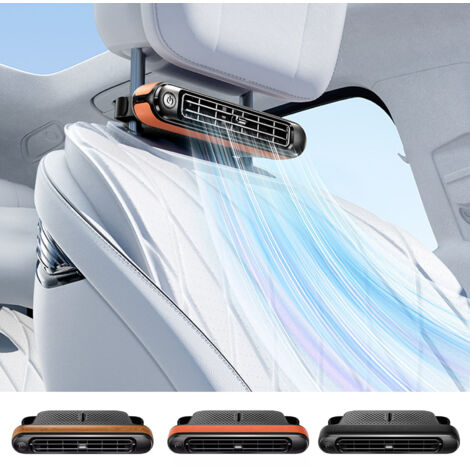 Mini ventilador USB portátil para asiento de coche o SUV, 3 velocidades, silencioso, para reposacabezas - Negro (1/5)