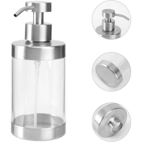 Dispensador de jabón líquido de acero inoxidable con bomba de espuma, apto para su uso en el baño y la cocina con jabón líquido para manos. (1/5)