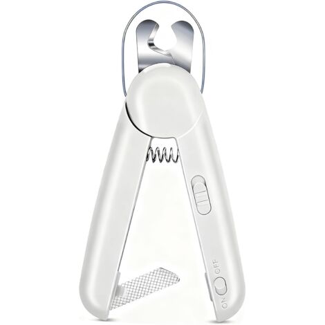 Cortaúñas para mascotas con luz LED (lima de uñas incluida), apto para gatos, gatitos y perros pequeños - blanco (1/5)