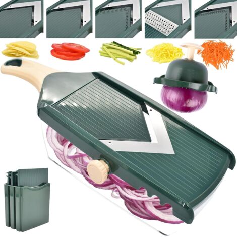 Cuchilla en forma de V ultraafilada con recipiente, cortadora para patatas, manzanas y cebollas. (1/5)