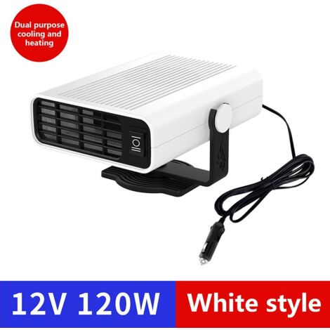Calefactor eléctrico - Calefactor para coche - Desempañador 120W - 12V - Giratorio - Carcasa de ABS - Calefactor pequeño para coche (blanco) (1/4)