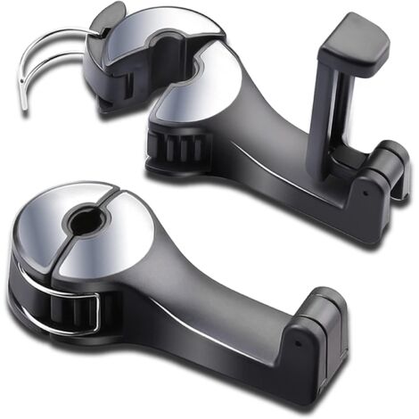 Ganchos para reposacabezas de coche con soportes para teléfono, ganchos universales giratorios de 360 grados aptos para carteras y bolsos (dinero), 2 pares. (1/5)