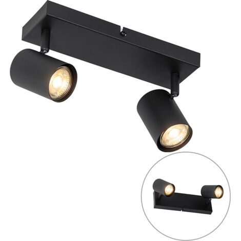 Focos empotrados modernos para techo Focos Focos de superficie - Doble lámpara - Longitud del tubo: 260 mm - Negro - Ideales para salones, dormitorios y cocinas