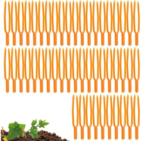 Pinzas de soporte para plantas, horquillas para plantar fresas - 50 horquillas de fijación - naranja