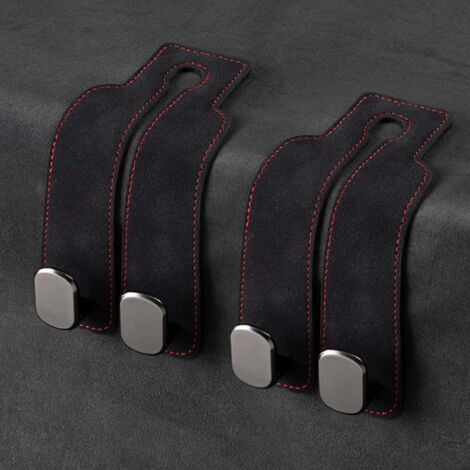 2 ganchos para reposacabezas de coche, ganchos de almacenamiento para el respaldo del reposacabezas del asiento del coche, ganchos para cartera/bolso en el reposacabezas, ganchos de cuero para coche - (1/3)