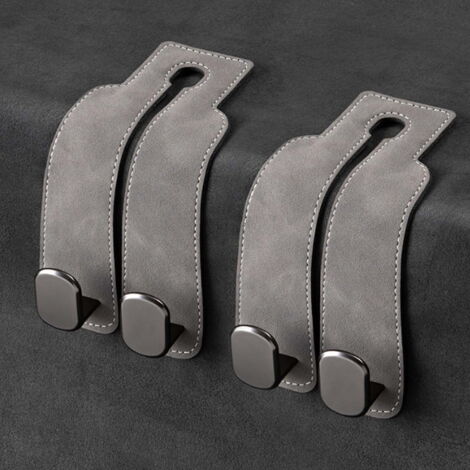 2 ganchos para reposacabezas de coche, ganchos de almacenamiento para el respaldo del reposacabezas del asiento del coche, ganchos para cartera/bolso en el reposacabezas, ganchos de cuero para coche - (1/3)