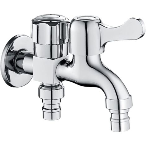 Adaptador de manguera de agua para grifo de doble salida, para lavadora, para uso en balcón. (1/4)