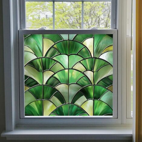 Dos láminas de película para ventanas de colores arcoíris sin adhesivo, película electrostática de vinilo removible estilo Art Nouveau, película para vidrio con protección UV y aislamiento térmico.