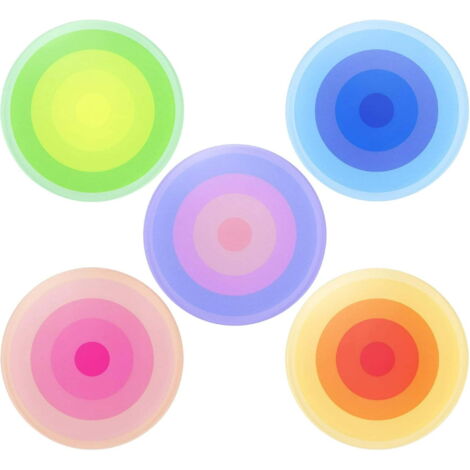 Juego de 5 posavasos acrílicos, posavasos redondos decorativos de colores, protectores de escritorio, adecuados para tazas, botellas de agua, oficinas y cocinas (5 colores). (1/5)
