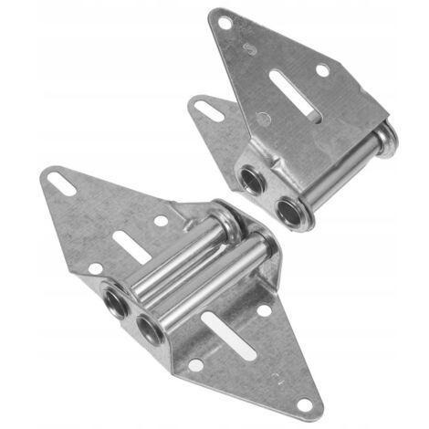 Dos bisagras de resorte para puerta de garaje, incluyendo piezas de montaje, color plata. (1/5)