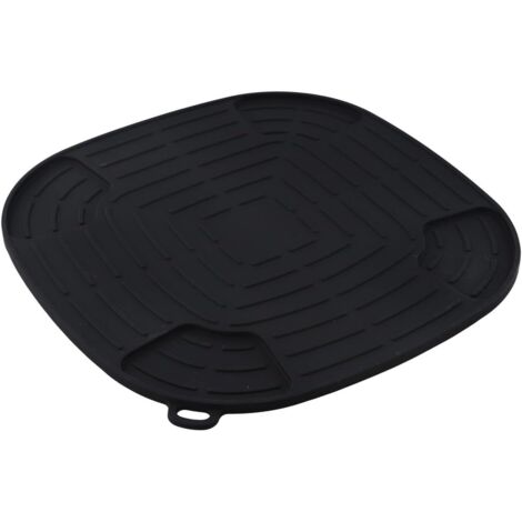 Alfombrilla aislante térmica de silicona para freidora de aire NJ Crispi, diseñada para aislar y proteger la encimera (negra). (1/4)