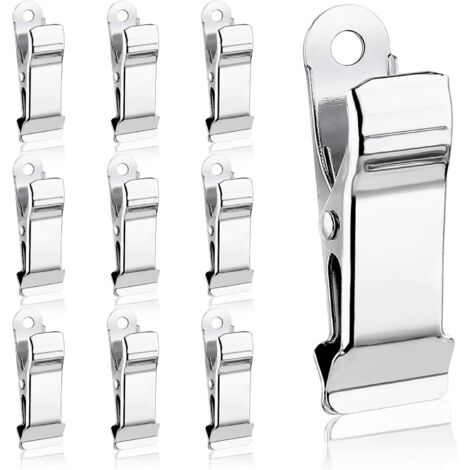 Paquete de 10 pinzas de cocodrilo plateadas de acero inoxidable para cortinas, fabricadas en metal, adecuadas para dormitorios, baños y decoración del hogar.