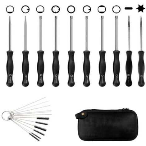Juego de herramientas para el ajuste del carburador con bolsa de cuero y cepillo de limpieza, adecuado para el ajuste de pequeños motores tradicionales de dos tiempos, cortacéspedes, desbrozadoras y m (1/4)