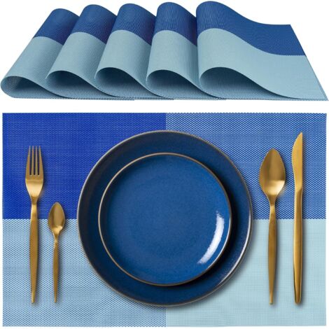 Manteles individuales elegantes, ideales para la cena, el almuerzo y el desayuno (paquete de 7 unidades). Lavables, resistentes al calor, antideslizantes y antimanchas aptos para cocinas y mesas de co