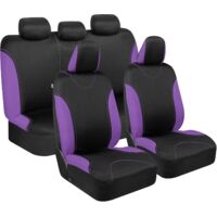 Fundas moradas para asientos de coche, fundas bicolor para los asientos delanteros, con fundas a juego para los asientos traseros, aptas para la mayoría de coches, camiones, furgonetas y SUV, juego co