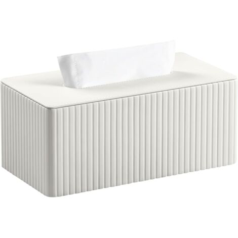 Einfaches rechteckiges Lederetui für Taschentücher - weiß - 24 x 12 x 10 cm (1/4)