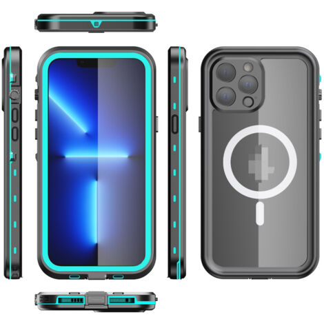 Custodia impermeabile per iPhone 15 Pro, custodia magnetica, protezione per immersioni, custodia impermeabile/antiurto/antipolvere, protezione schermo integrata, custodia protettiva integrale (blu). (1/5)