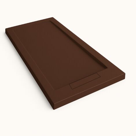 Steen Framed Slate Effect Shower Tray - Chocolate Brown RAL 8017 80x80cm Chocolate Brown Grate