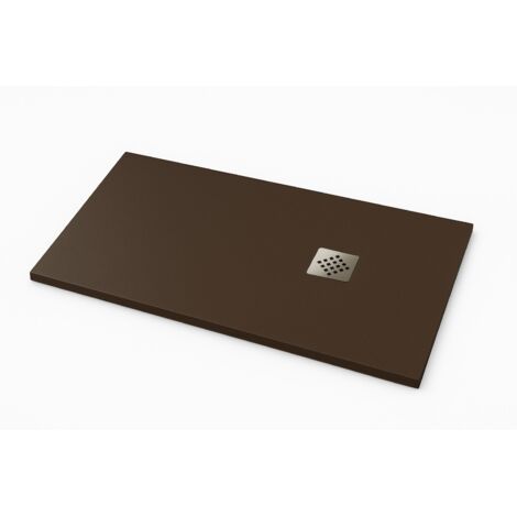 Ardesia Ultra-Slim Slate Effect Shower Tray - Chocolate Brown RAL 8017 75x150cm Steel Grate