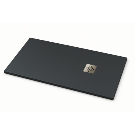 Ardesia Ultra-Slim Slate Effect Shower Tray - Graphite Grey RAL 7016 90x170cm Steel Grate
