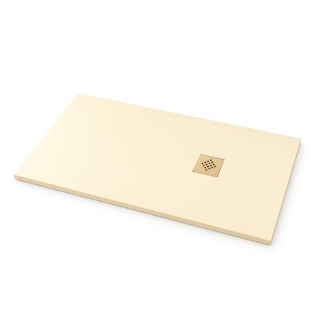Ardesia Ultra-Slim Slate Effect Shower Tray - Light Ivory RAL 1015 75x120cm Light Ivory Grate (1/4)