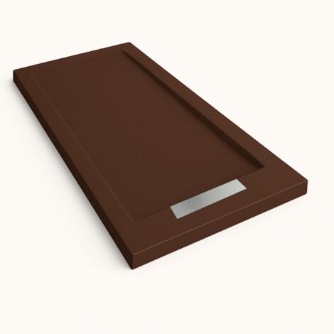 Steen Framed Slate Effect Shower Tray - Chocolate Brown RAL 8017 90x150cm Steel Grate