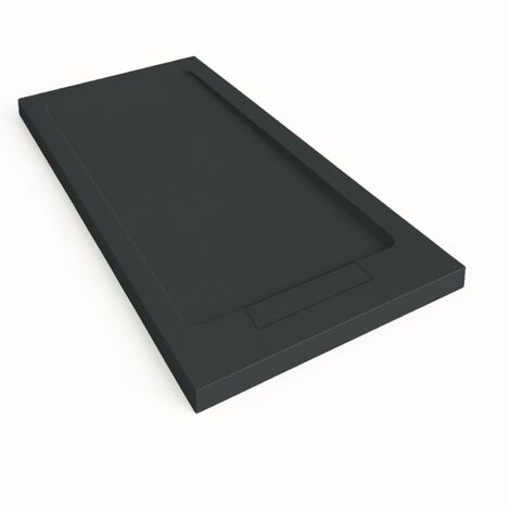Steen Framed Slate Effect Shower Tray - Black RAL 9005 90x160cm Black Grate (1/5)