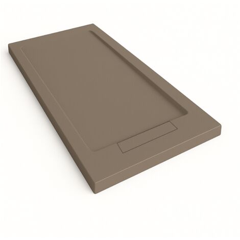 Steen Framed Slate Effect Shower Tray - Mocha RAL 1019 70x130cm Mocha Grate