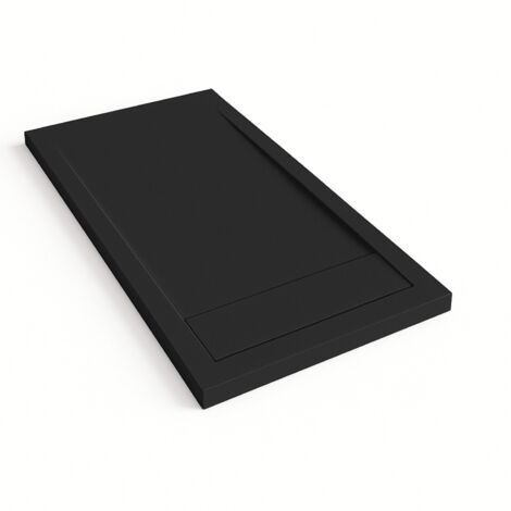 Bidai Framed Slate Effect Shower Tray - Black RAL 9005 80x130cm Black Grate (1/4)