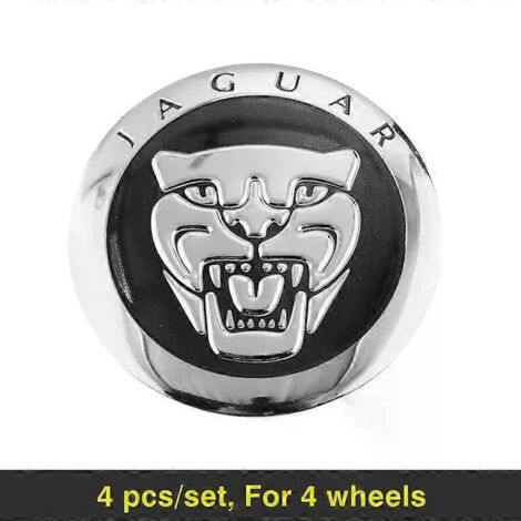 Lot de 4 autocollants pour enjoliveurs de roue, 56 mm, pour Jaguar XF 250, X Type F, Pace Xj, X351, Xe, S Type, XKR (Argent/Noir)