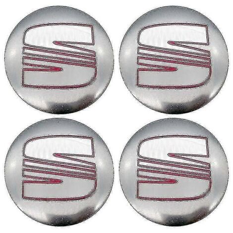 Quatre enjoliveurs de roue de 56 mm, des cache-jantes, des autocollants de logo et des accessoires pour Seat Ibiza 6J 6L FR, Ateca Altea XL, Leon 2 et Leon en rouge argenté.