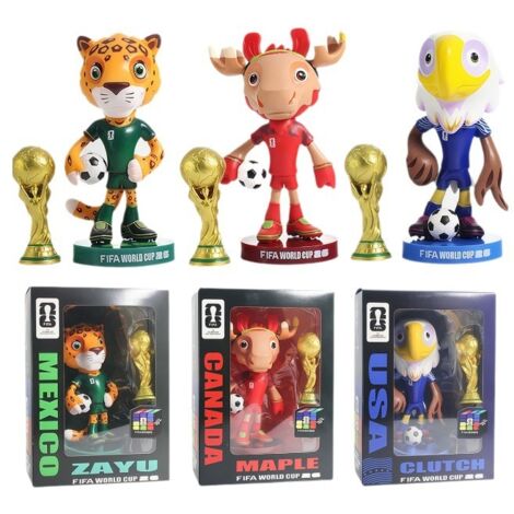 Figurine de mascotte des États-Unis pour la Coupe du Monde de la FIFA 2026 : jaguar, élan, pygargue à tête blanche, ornement de trophée (1 pièce)