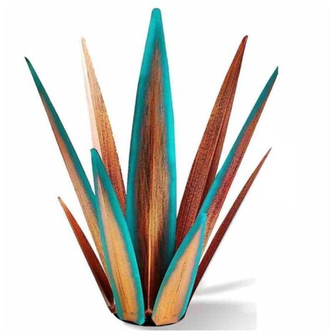 Grande sculpture rustique représentant une plante d'agave. Décorez votre terrasse ou votre jardin avec cette sculpture en métal peinte à la main. 55 cm. (1/4)