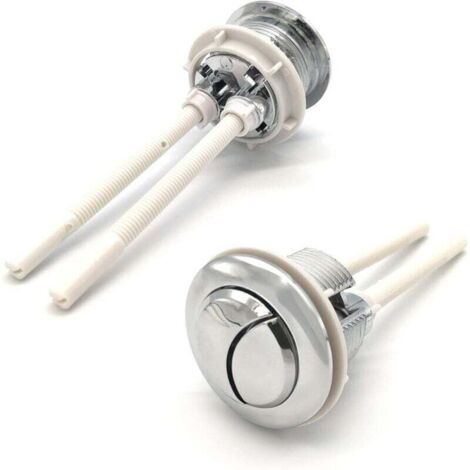 Boutons-poussoirs de chasse d'eau double de 38 mm pour toilettes. Boutons standard pour réservoir. Chromés et argentés. Bouton de chasse d'eau de rechange. (1/4)
