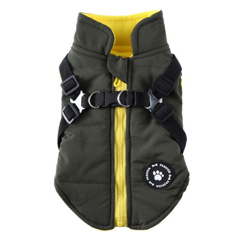 Wasserdichte und warme Daunenjacke/Welpenmantel mit Brustgurt für kleine und mittelgroße Hunde (M)