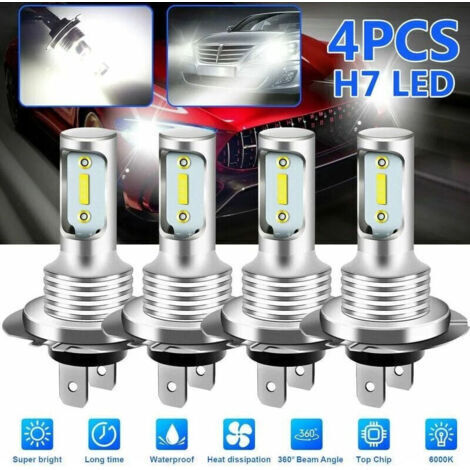 4pcs 1860 H7 80W High Power LED Fog Light Car Headlight Bulb 6000K White Light (1/5)