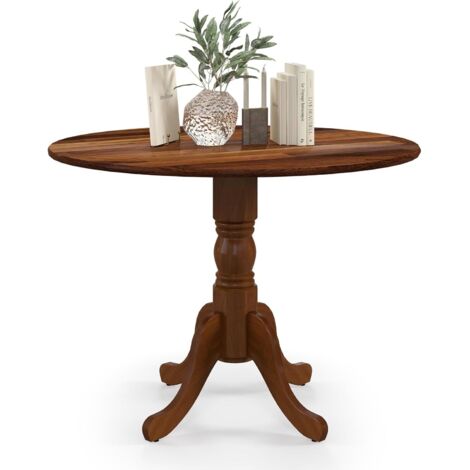 Table de salle à manger ronde pour 4 personnes, en bois d'hévéa avec pied central, diamètre 100 cm, mobilier de salon, pour salle à manger, salon et bureau, capacité de charge 100 kg (naturel)