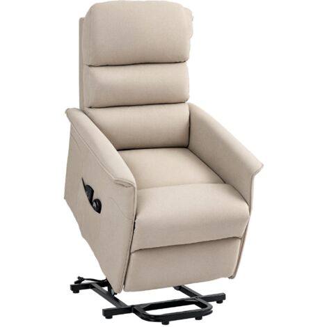 Fauteuil inclinable avec repose-pieds, fonction massage et chauffage, télécommande, beige, sac chiné