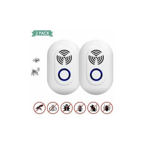 Répulsif anti-moustiques à ultrasons - Répulsif électronique anti-moustiques à ultrasons d'intérieur - Pour moustiques, fourmis, souris, araignées - Lot de 2 (1/5)