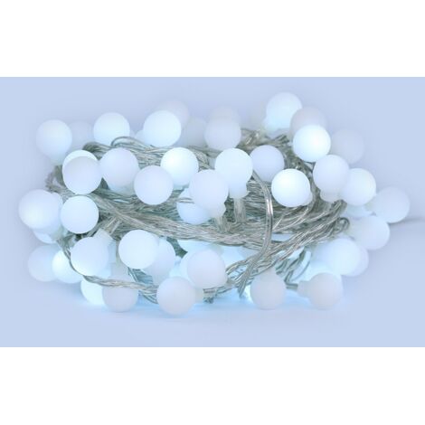 Sysled – Guirlande lumineuse d'extérieur 10 mètres 100 boules blanc froid – IP44 étanche – 8 programmes lumineux – Installation rapide sans outil (1/5)