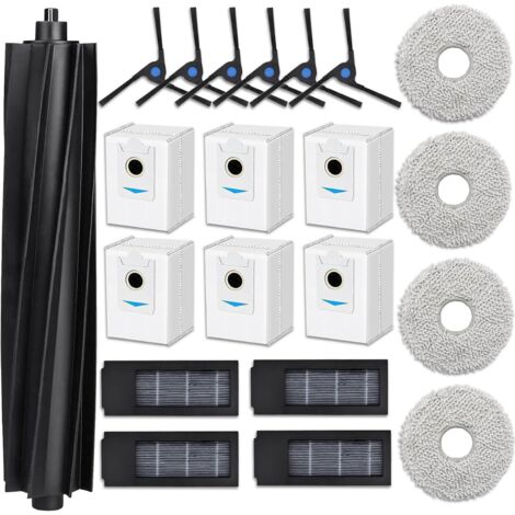 Paryou – Accessoires pour aspirateur Ecovacs Deebot X2 – 1 brosse principale en caoutchouc – 4 filtres HEPA – 6 sacs tissu non tissé – 4 lingettes microfibre - DEX86