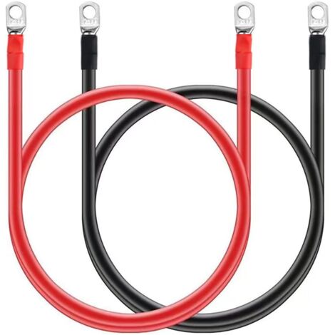 Paryou – Câble de batterie 100cm 16mm² 5AWG 12V – Cosses à anneau en cuivre étamé – Résistance à l'abrasion et à l'humidité – Pour camion, auto, moto, marine