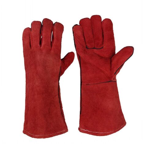 Lourd Devoir Grand Cuir Résistant à Chaleur Résistant à Chaleur Doublé Gantelets de Soudeurs Gants pour Poêle à Bois Brûleur à Bûches Barbecue, Gants de Jardinage pour Hommes (1/5)