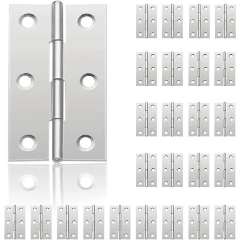 Ersandy – Lot de 24 charnières en inox pour portes – 6 trous de montage – Capacité de charge augmentée – Pour boîtes à bijoux et meubles - 44mm32mm